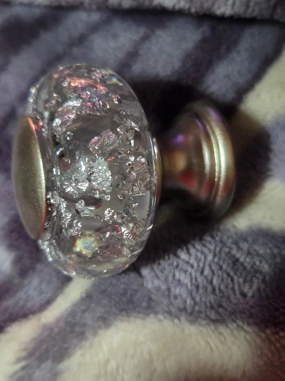 Crystal Resin Drawer Knobs in Silver Tone